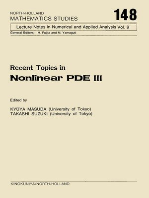 cover image of Recent Topics in Nonlinear PDE III
